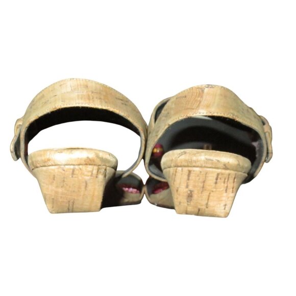 Stuart Weitzman St Barth Walnut Cork Leather Wedge Sandals size 8 MSRP $335 - Picture 3 of 9